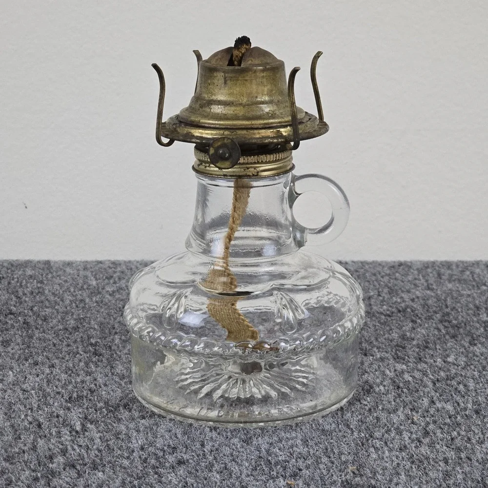 Vintage Eagle Mini Oil Lamp Clear Pressed Glass Kerosene‎ Lamp Made in USA 6